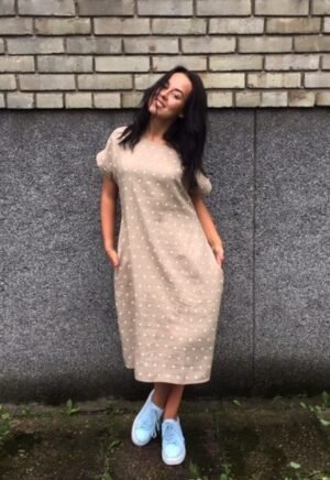 BOML Cappuccino And Dots Linen Dress