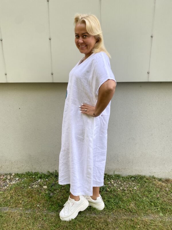 White long linen dress