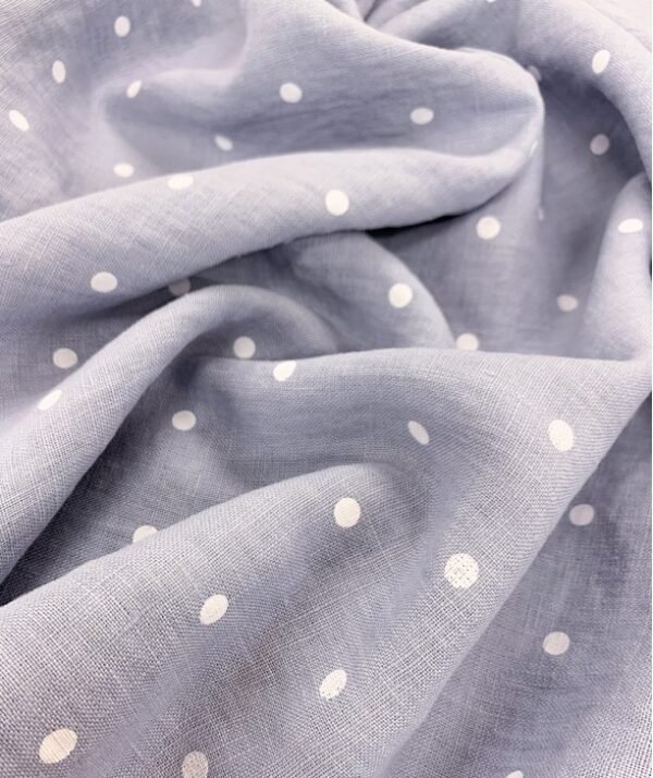 Skyblue dots linen dress