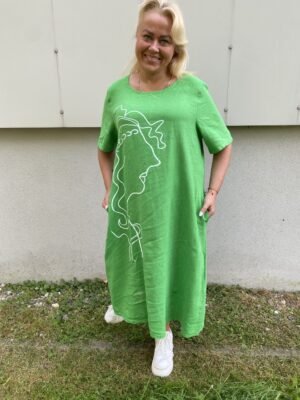 Emily Green Long Dress With Handmade Painting