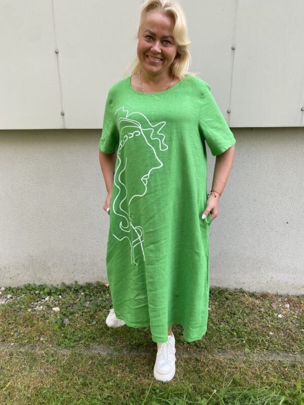 Emily Green Long Dress With Handmade Painting
