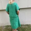 Green pure linen dress