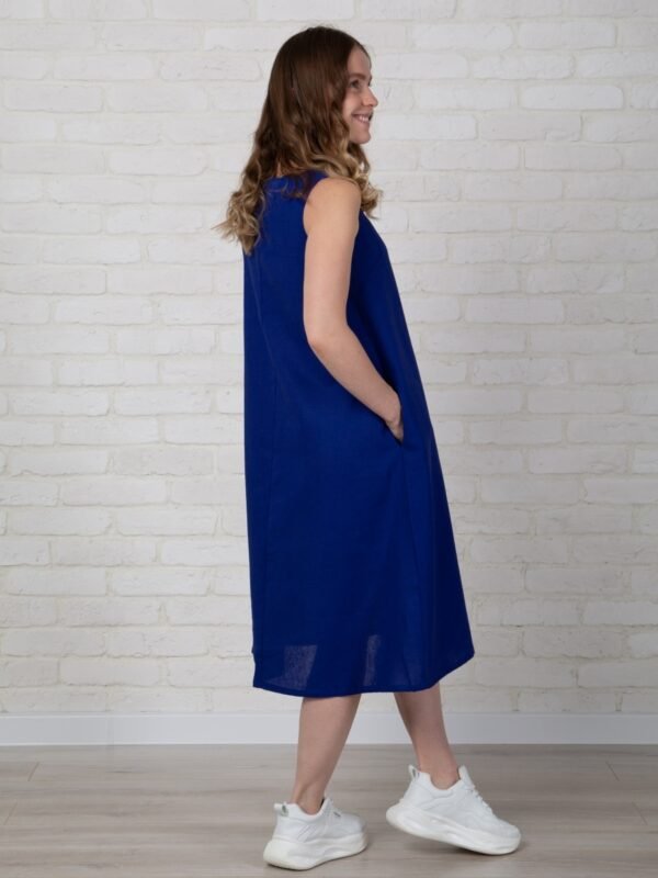 Pure linen sleeveless dress with pockets
