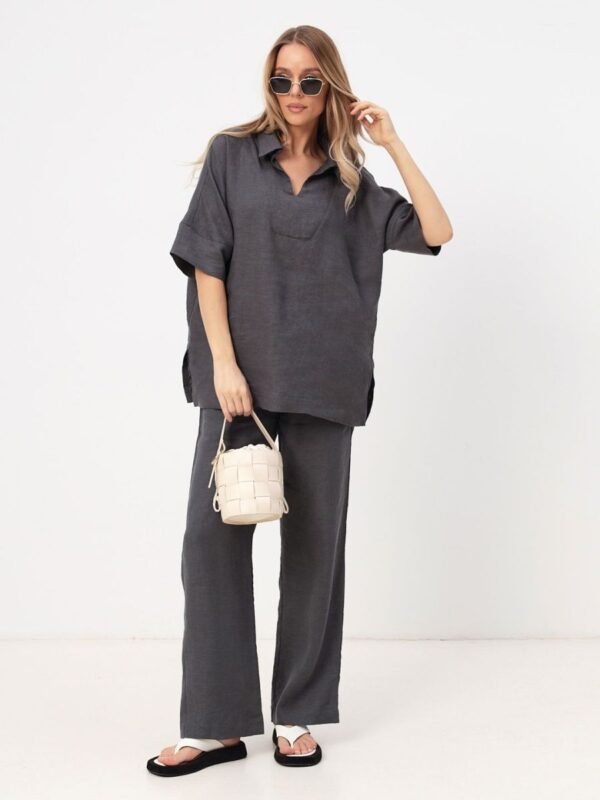 Wide linen pants with an elastic band, Alteza