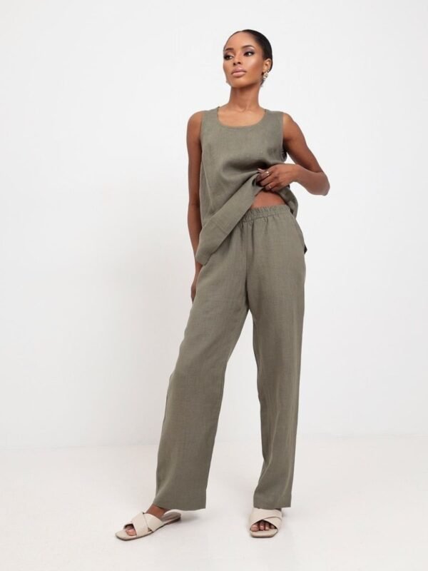 Wide linen pants with an elastic band, Capsule