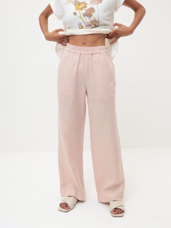 Wide linen pants with an elastic band, Pinkler