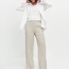 Sprint Wide Linen Off White Pants with an elastic band
