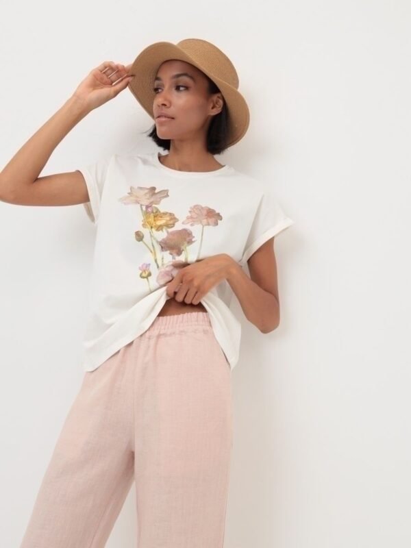 Wide linen pants with an elastic band, Pinkler