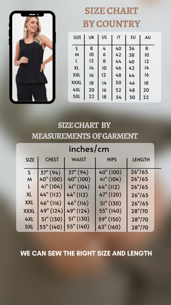 top black size chart