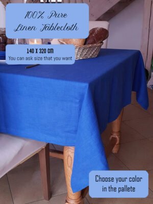 Pure Royal Blue Linen Tablecloth