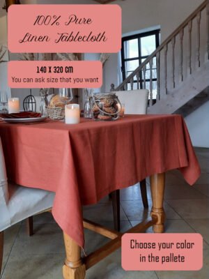 Pure Burgundy Linen Tablecloth