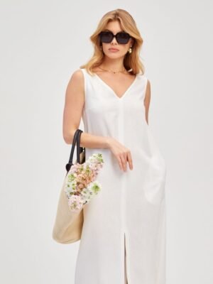 White Pure linen dress Carla