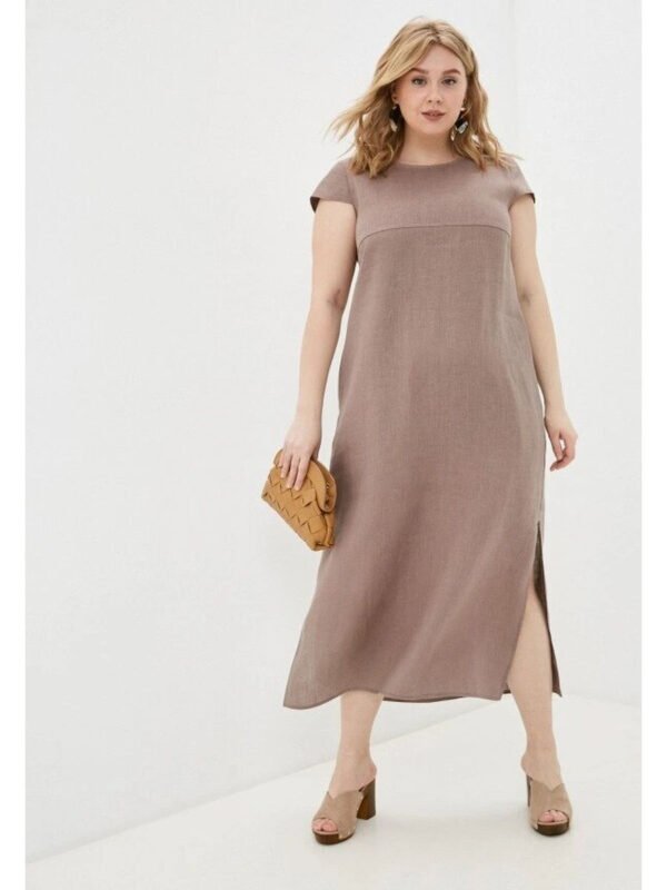 Cappuccino Pure Linen Dress Evelyn