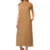 Brown Pure Linen Dress Evelyn