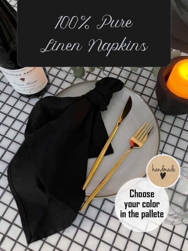 Black Pure Linen Napkins