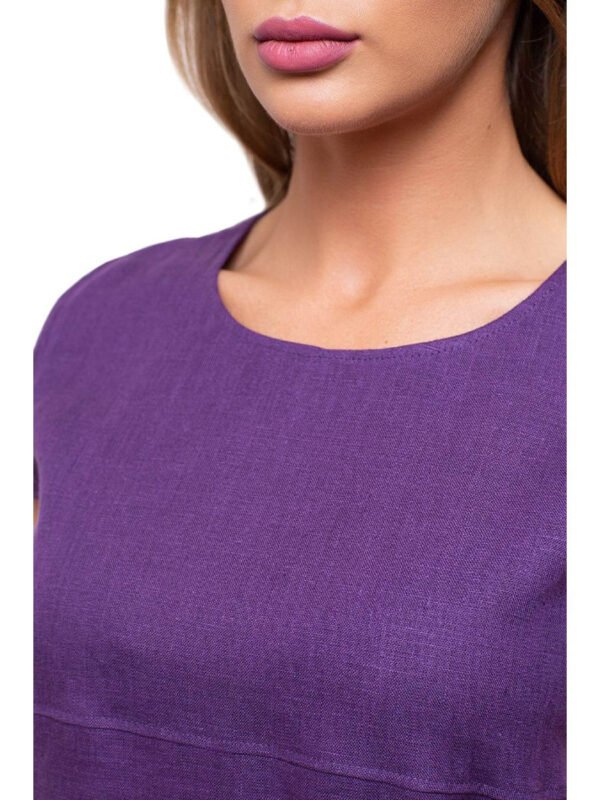 Evelyn purple pure linen dress