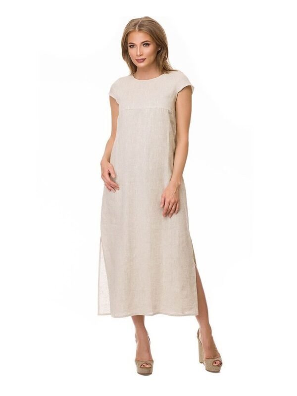 Natural White Pure Linen Dress Evelyn