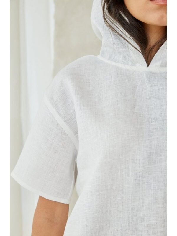Hooded pure linen shirt