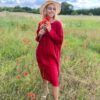 Bella Red Long Sleeves Linen Dress | My Pretty Linen