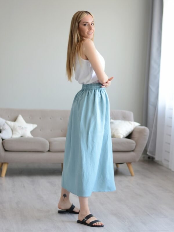 pure linen long skirt