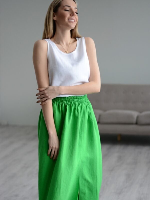 pure linen long skirt