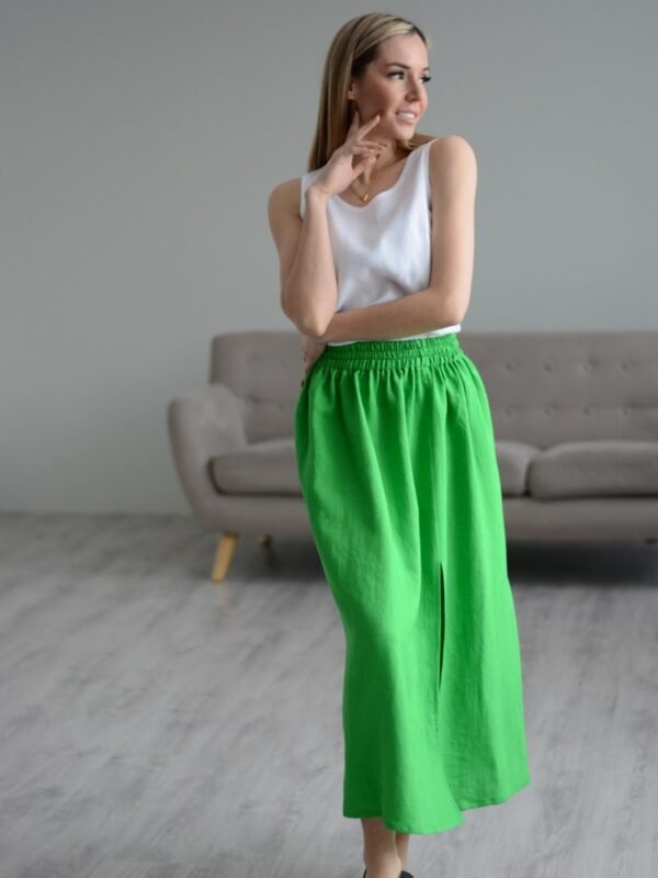 pure linen long skirt