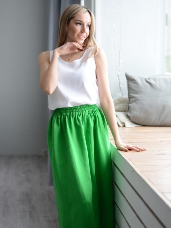 pure linen long skirt