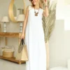 White Pure Long Linen Dress Alora
