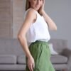 Green Pure Linen Shorts Mery